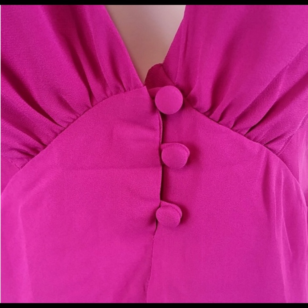 Express V Neck Ruffle Top Magenta M - Picture 8 of 10